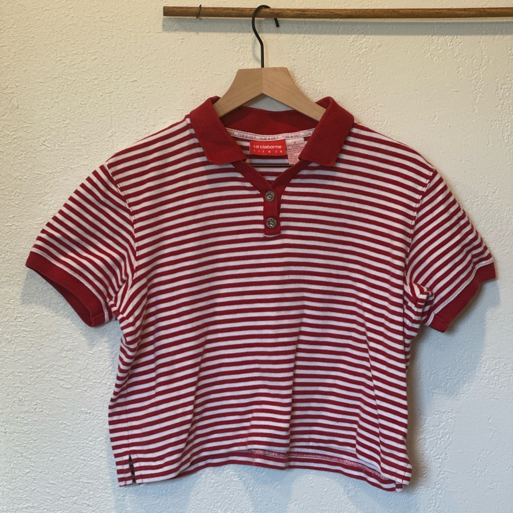 Vintage cropped boxy Liz Claiborne collared shirt 100% cotton